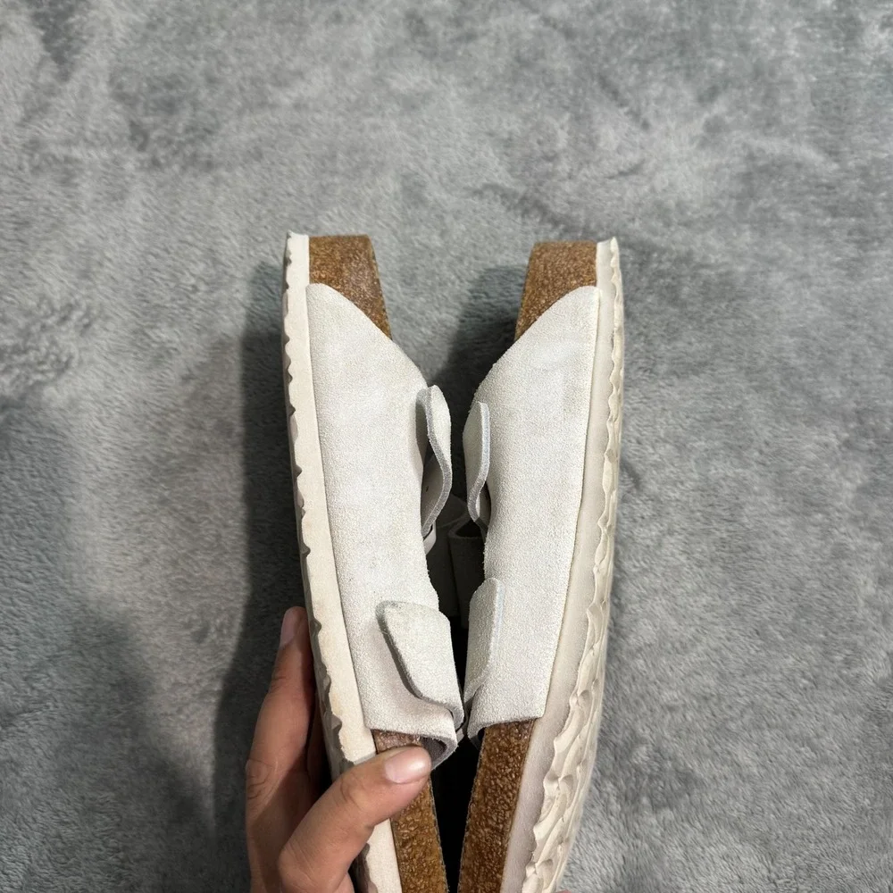 Birkenstock Arizona Suede Leather Sandals Bone White Mens 9 L11 M9 EU 42